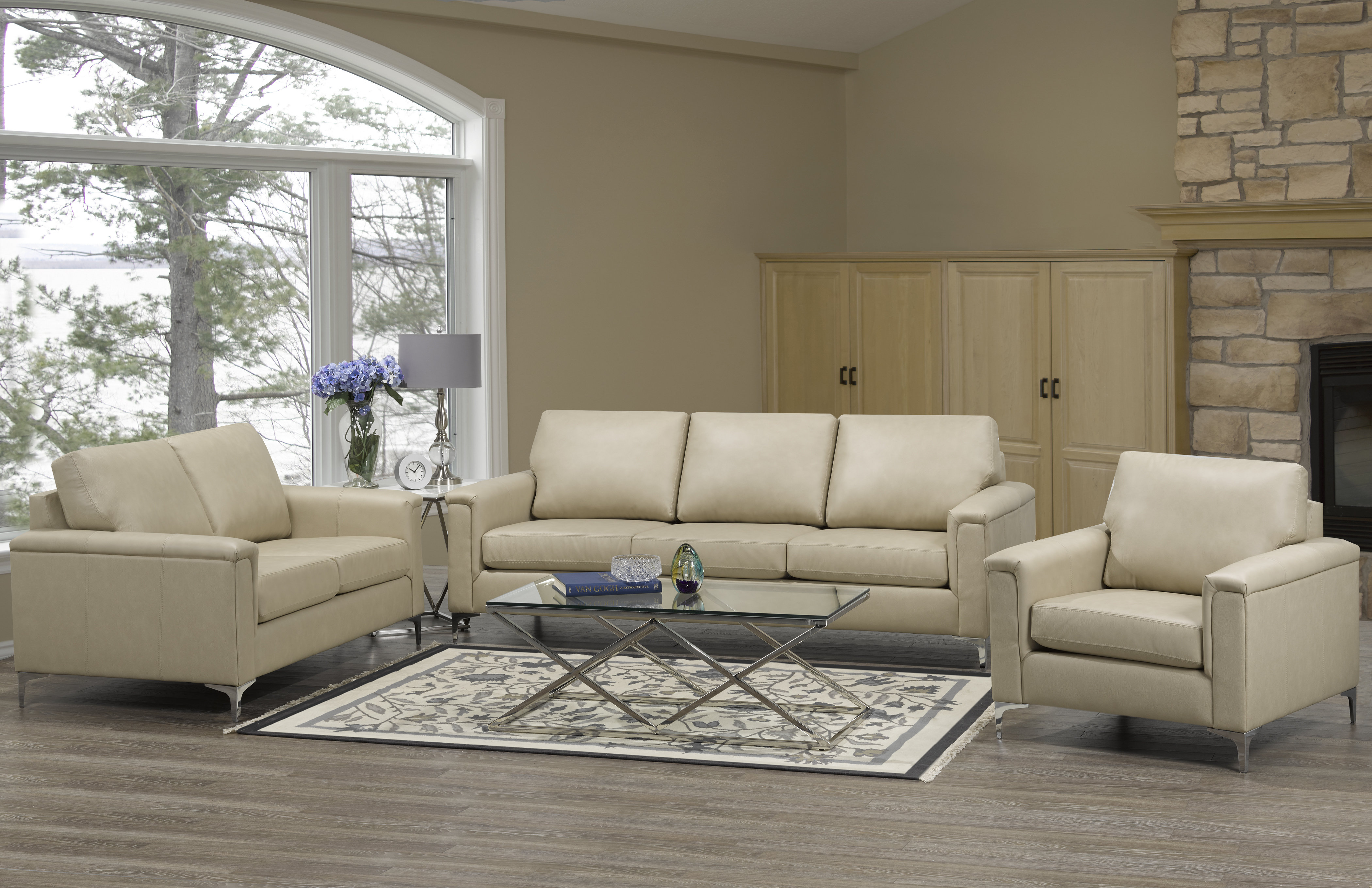 Beige leather sofa living room discount